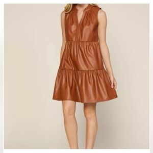 Brown Vegan Leather Dress
